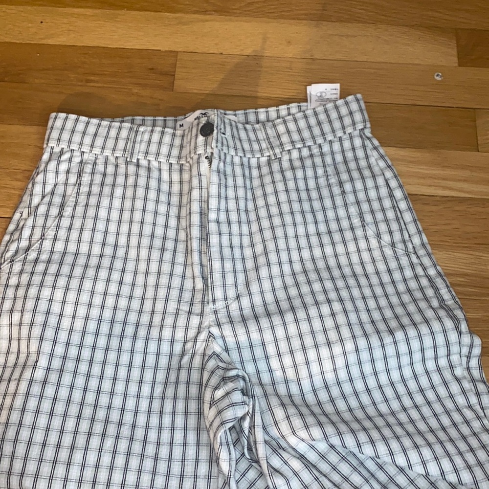 Hollister mint and black plaid straight leg pants